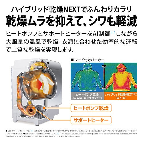 【SHARP】ドラム式洗濯乾燥機(12.0kg)右開き/左開き